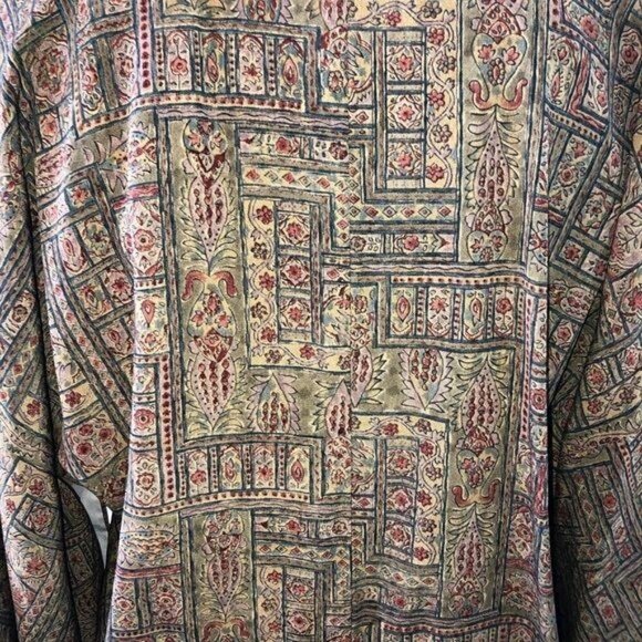 Michiyuki Kimono Womens Vintage Green Lined Cloud Embossed Pattern Hidden Pocket - Picture 3 of 15